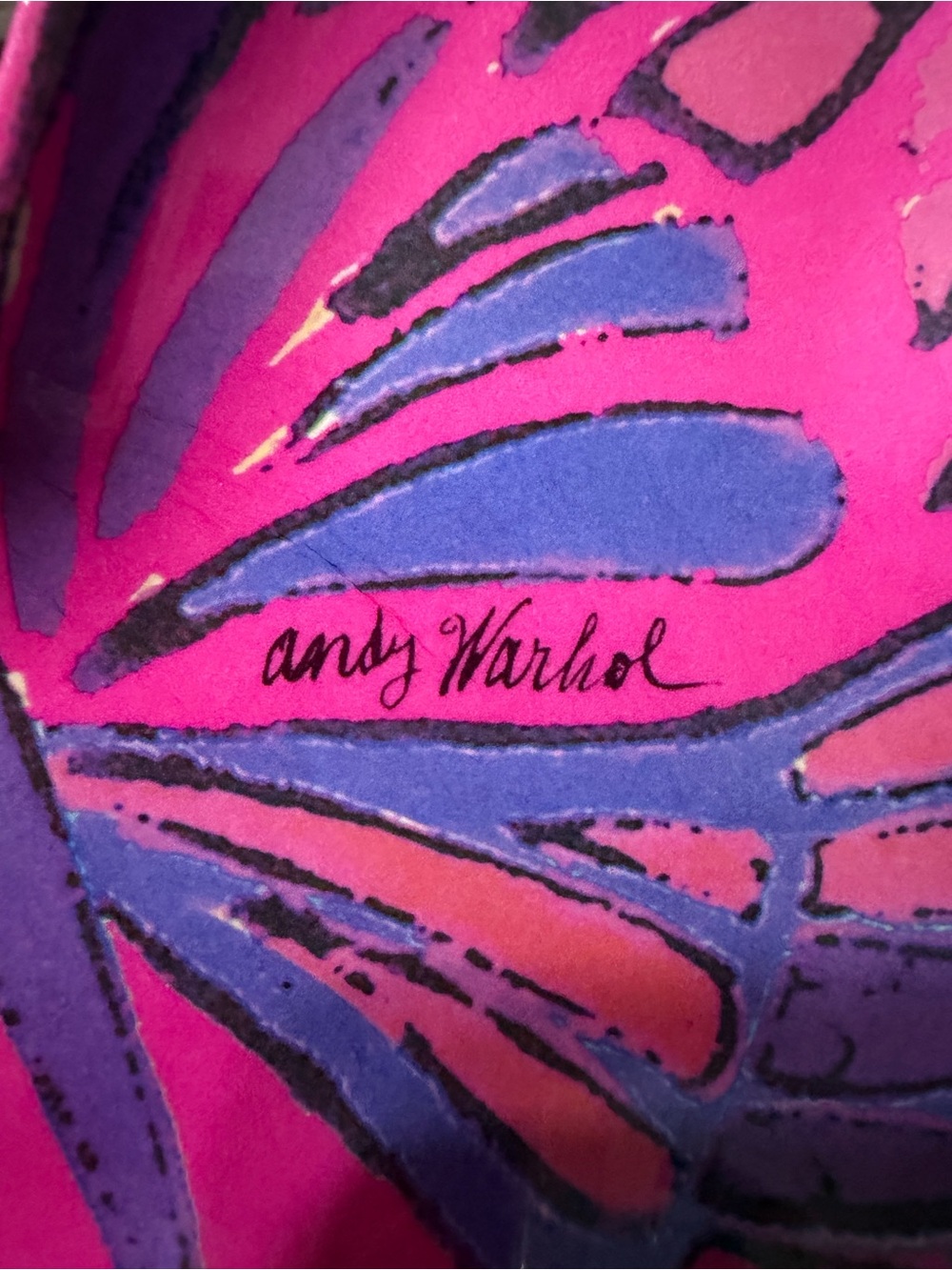 Set of 4 Vintage Andy Warhol Signed Pink & Purple Graphic Print plastic plates